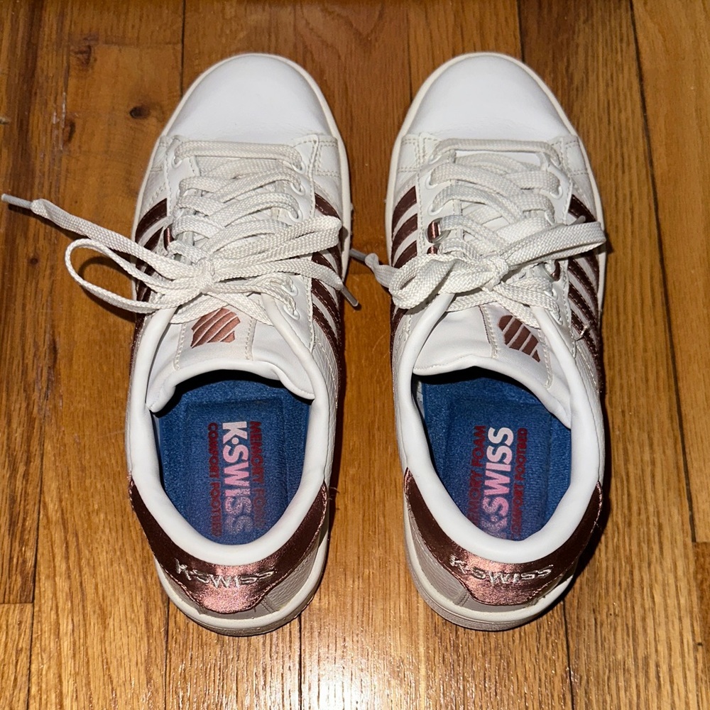K-Swiss Hoke CMF Sneaker - White and Rose Gold Sneakers - Picture 2 of 16